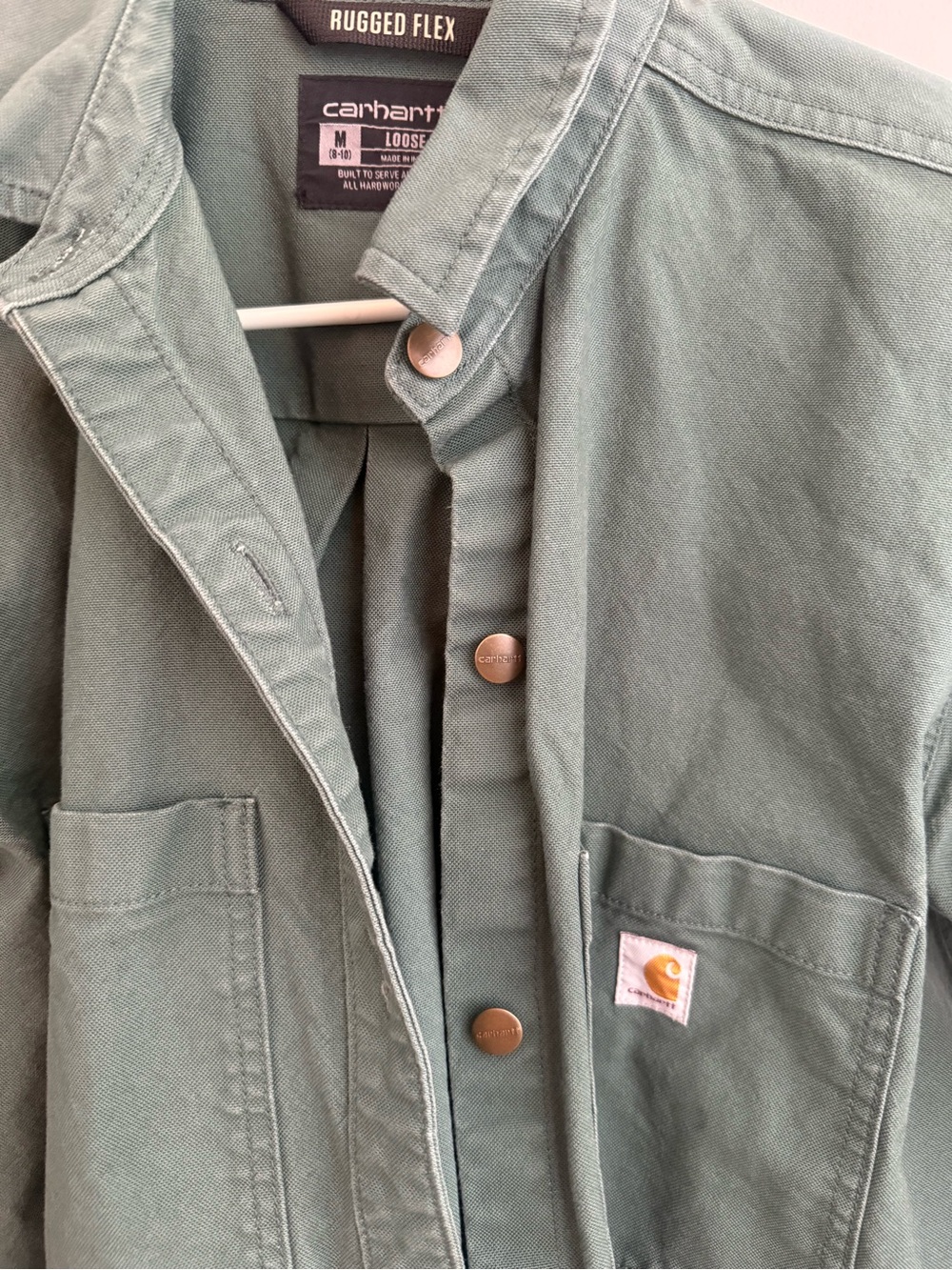 Carhartt Rugged Flex Green Canvas Work Shirt sz M - Picture 3 of 3